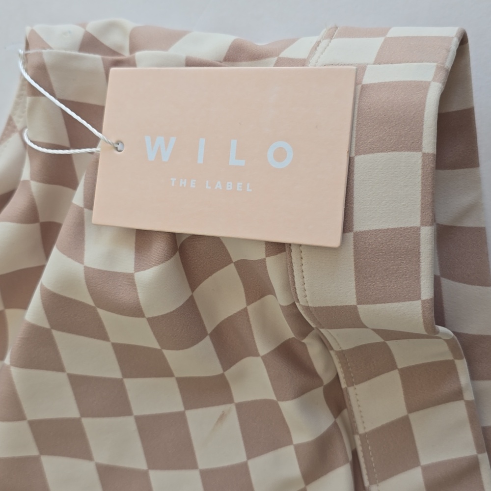 Wilo The Label Sports Bra Wave Check Print Beige Tan Size Small - Picture 12 of 17